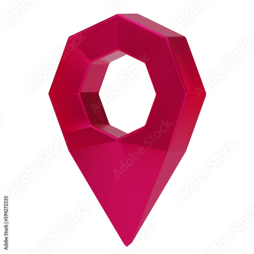 Map pointer isolated on background. Metallic pink location pin or navigation. 3D Locator mark of map pointer, symbol, position. 3D png illustration.