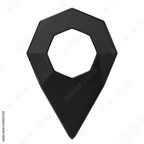 Map pointer isolated on background. Black location pin or navigation. 3D Locator mark of map pointer, symbol, and position. 3D png illustration.