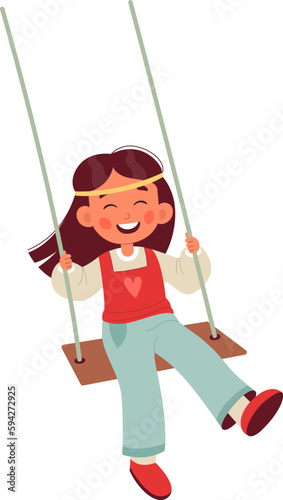 Girl Riding On A Swing