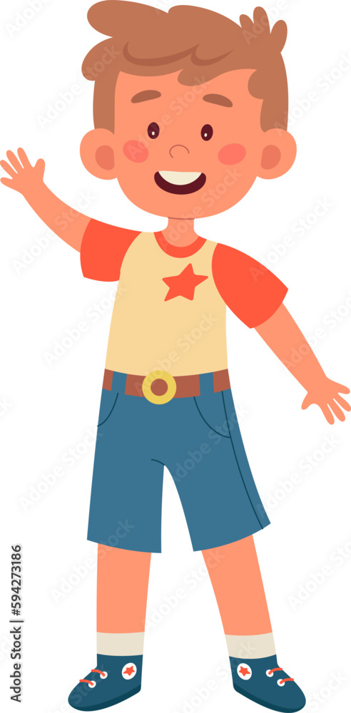 Happy Waving Child Boy Happy Waving Child Boy