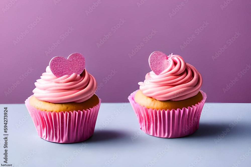 pastel cupcakes with heart sprinkles