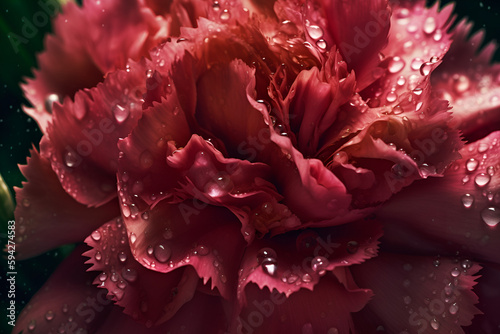 Pink carnation with drops of water
