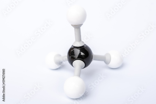 Methane molecular structure isolated on white background. Chemical formula is CH4 Chemistry molecule model for education on white background