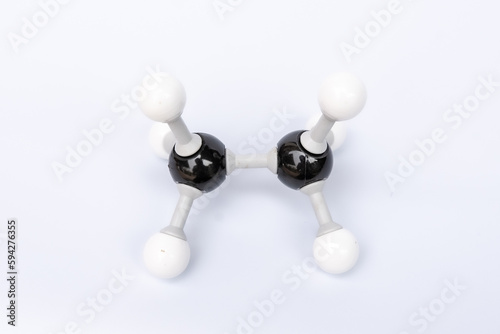 Ethane molecular structure isolated on white background. Chemical formula is C2H6 Chemistry molecule model for education on white background