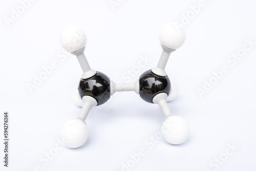 Ethane molecular structure isolated on white background. Chemical formula is C2H6 Chemistry molecule model for education on white background