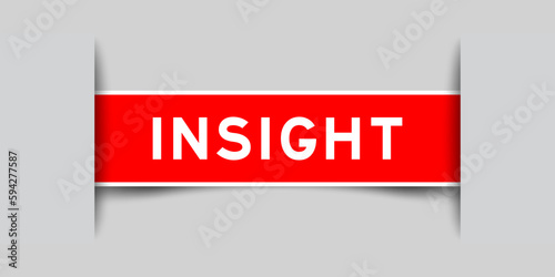 Green color square label sticker with word insight that inserted in gray background