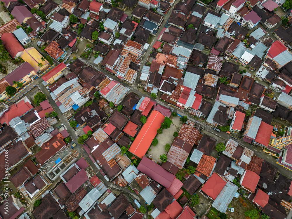 Aerial view of village housing complex