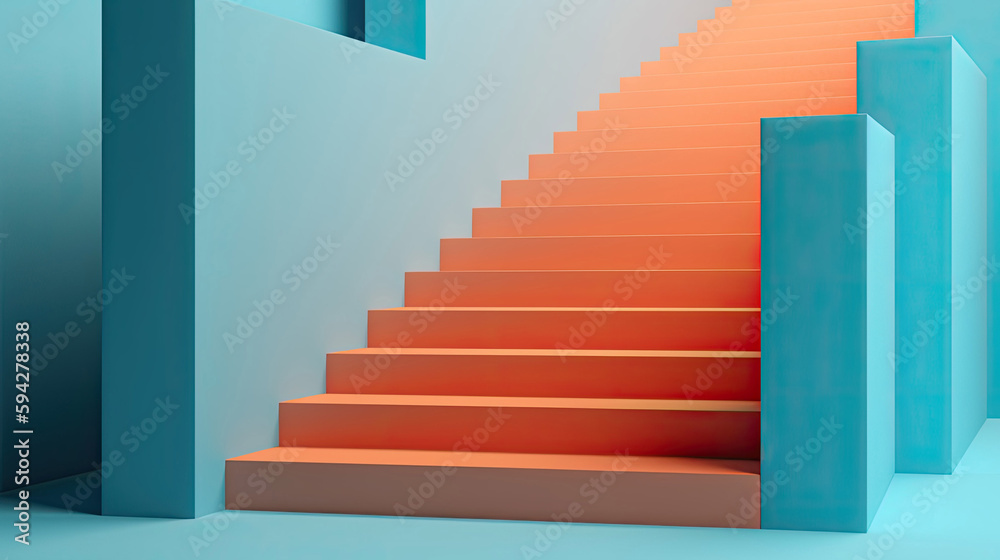 Blue and Orange stairs leading to top step success career Blue and Orange stairs leading to top step success career