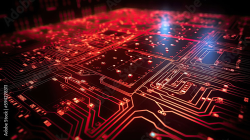 Binary circuit board future technology red cyber space
