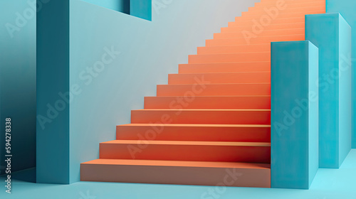 Blue and Orange stairs leading to top step success career