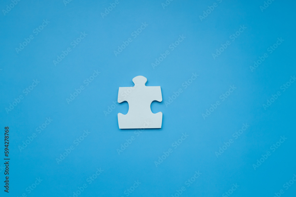 Top view Puzzle pieces on blue background, Jigsaw puzzle with missing piece, Missing jigsaw puzzle pieces and business concept. Top view Puzzle pieces on blue background, Jigsaw puzzle with missing piece, Missing jigsaw puzzle pieces and business concept.