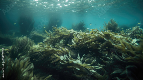 laminaria sea kale ocean reef underwater sea with Generative AI Technology