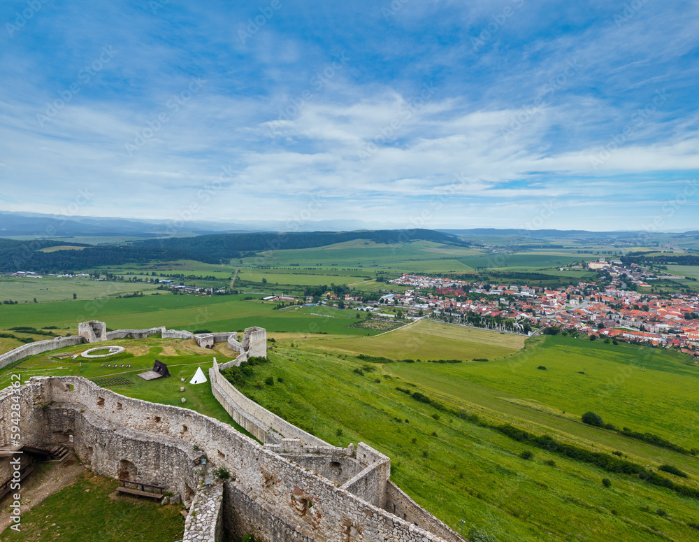 Summer view from Spis Castle (Slovakia).