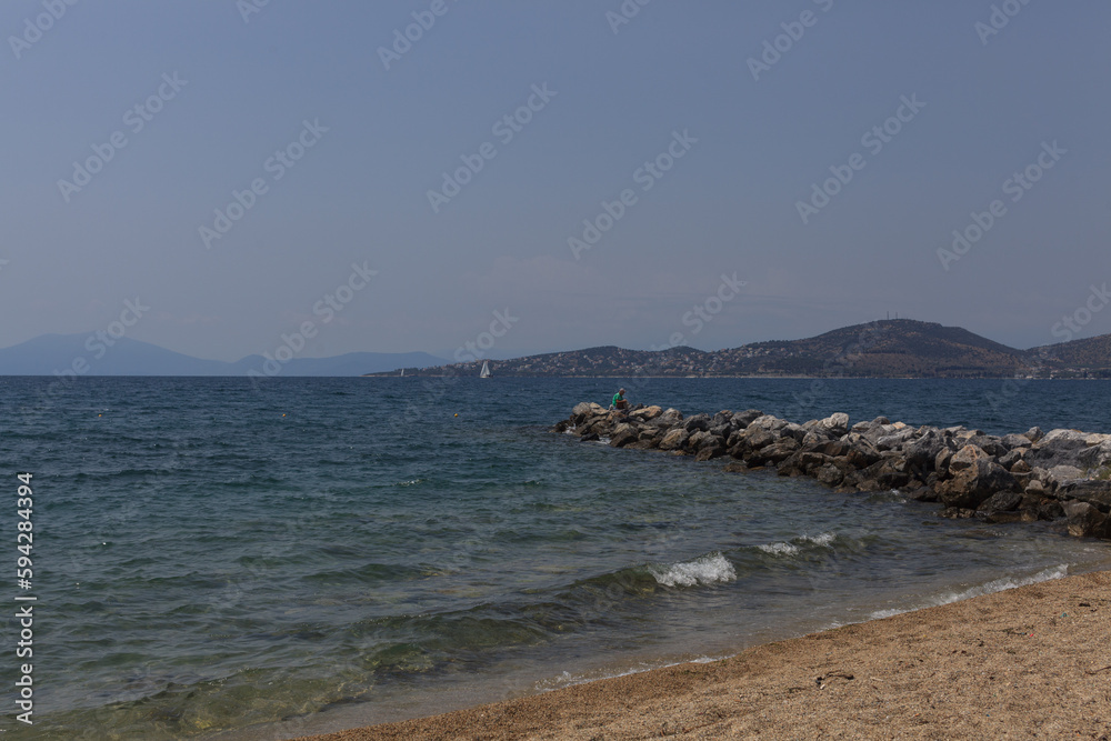 beautiful view on the sea and city beach