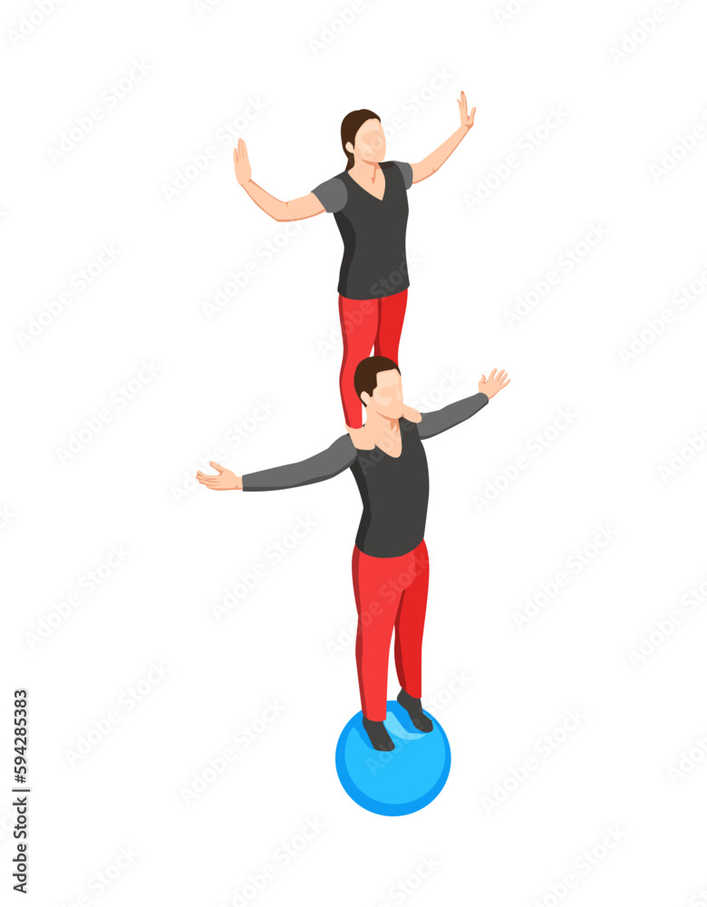 Isometric Acrobats Illustration Isometric Acrobats Illustration