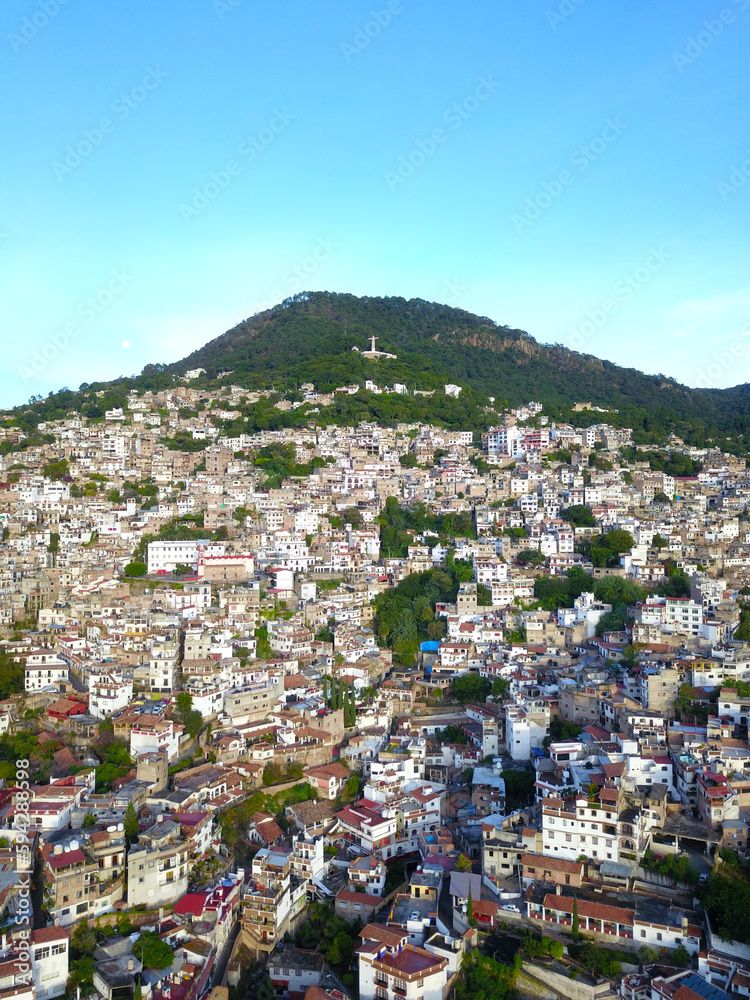 Taxco's Stunning Cityscape from Central Mirador: Aerial View