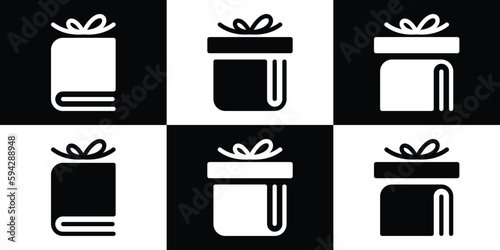 book and gift logo design icon vector illustration