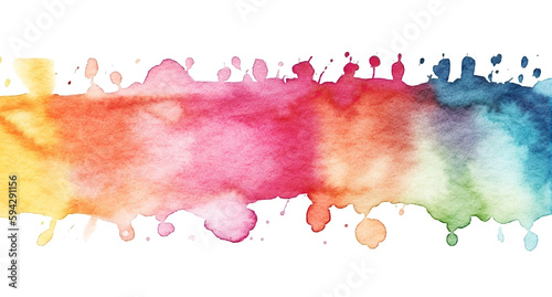 Watercolor paint banner isolated on transparent white background