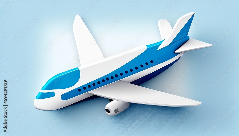 airplane isolated Vector Illustration. Blue and White, creative, simple, high quality resolution, 8k, aeroplane, travel, aviation.