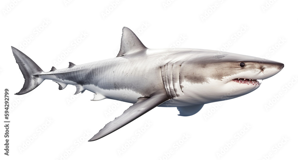 White shark in transparent background. Generative AI.