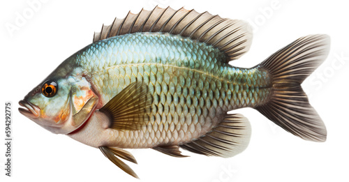 Tilapia fish in transparent background. Generative AI.