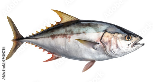 Tuna fish in transparent background. Generative AI.
