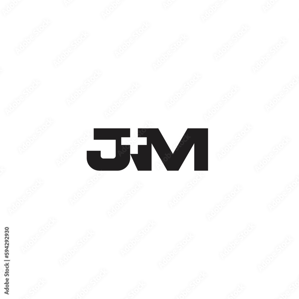 Letter JM and Medical Cross or Plus Sign logo or icon design