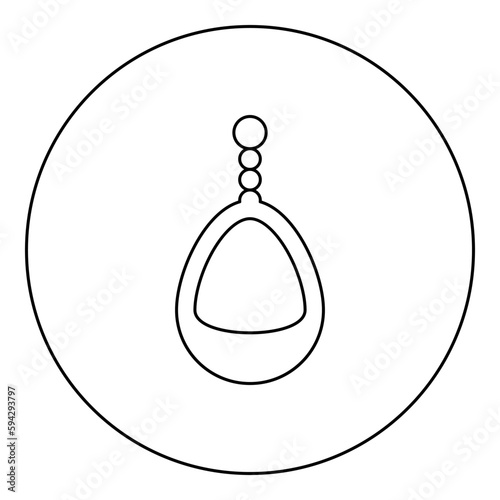 Ear-ring jewelry pendant earrings luxury bijou precious stone bijouterie adornment embellishment icon in circle round black color vector illustration image outline contour line thin style