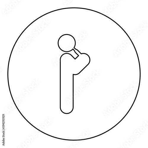 Man drinking alcohol from bottle of beer wine drunk people concept stick use beverage drunkard booze standing icon in circle round black color vector illustration image outline contour line thin style