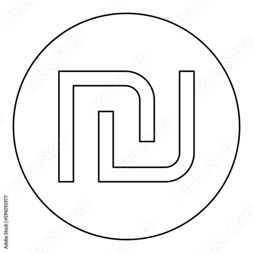 Israeli Shekel currency symbol ILS money nis sign new icon in circle round black color vector illustration image outline contour line thin style