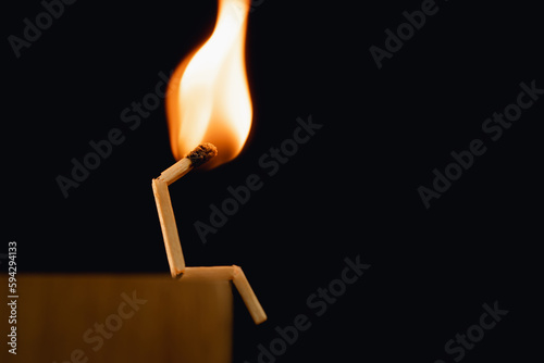 Close-up of matchsticks, conceptual media, burning out in business