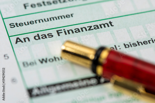 Steuererklärung auf Formular für Finanzamt