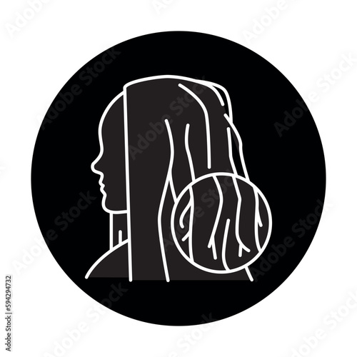 Hair damage color line icon. Human diseases.