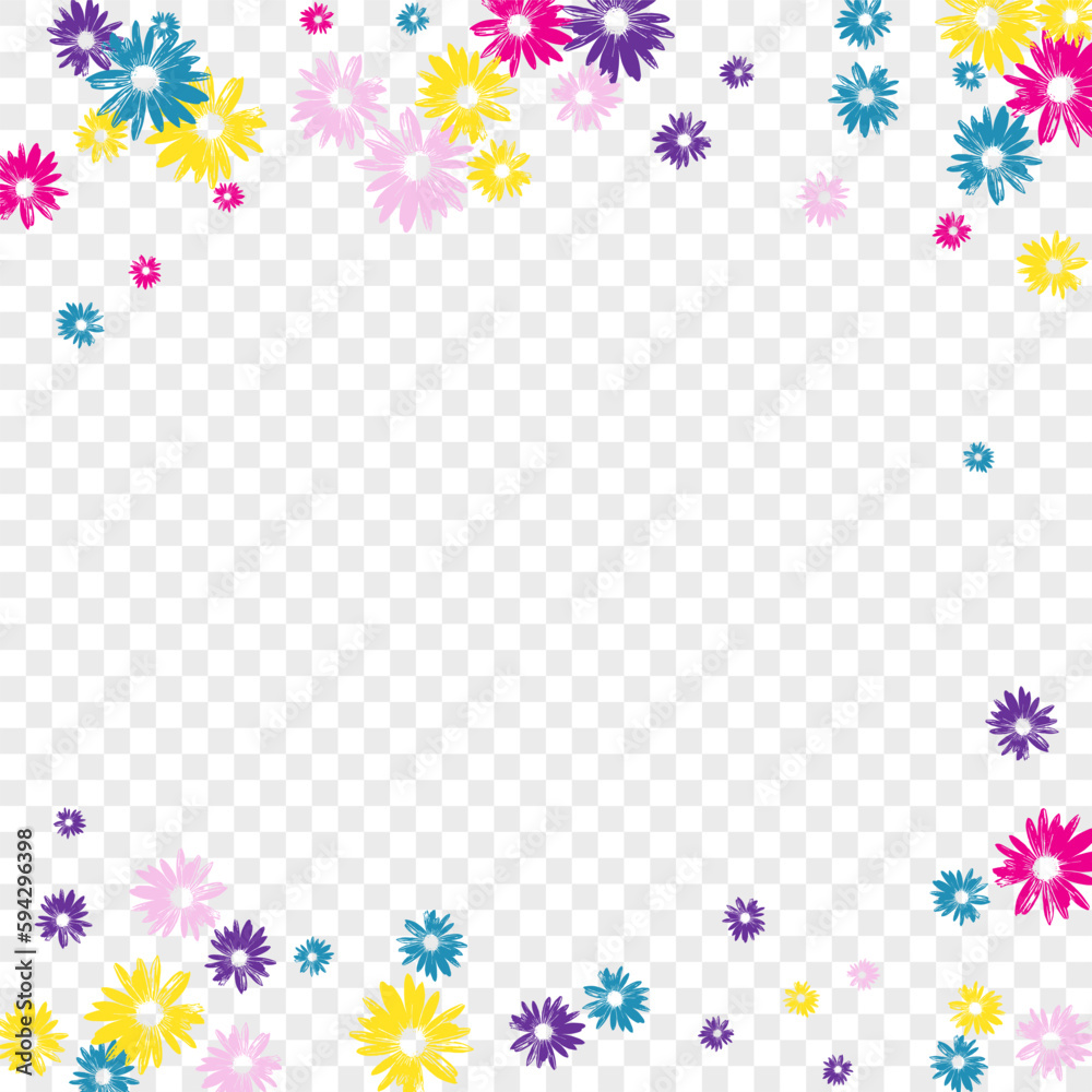 Bright Gerbera Background Transparent Vector. Leaf Beauty Print. Pink Plant Creative. Wallpaper Texture. Sophistication Colorful Chamomile.