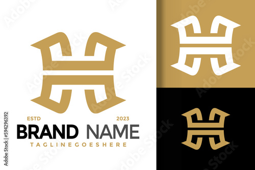 Letter H Unique Monogram logo vector icon illustration
