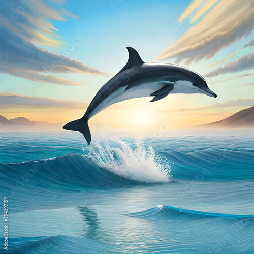 dolphin jumping out of the ocean  generatie ai