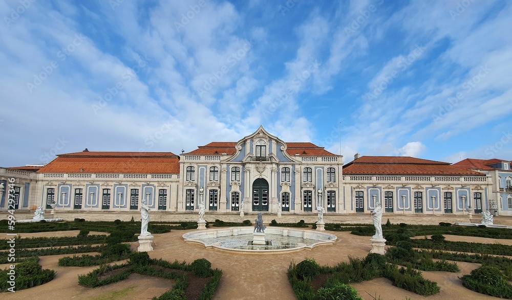 Beautiful view of the Palace of Queluz in Sintra, Portugal