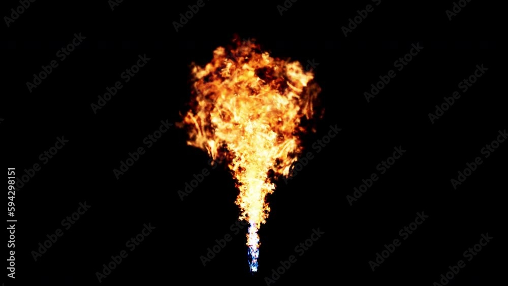 Animation of a fire gun explosion isolated on a black background