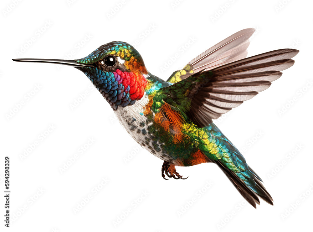 Fototapeta premium Hummingbird in transparent background. Generative AI.