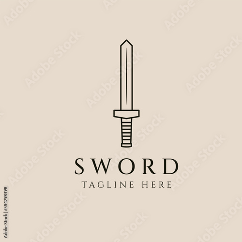sword line art logo, icon and symbol, vector illustration design
