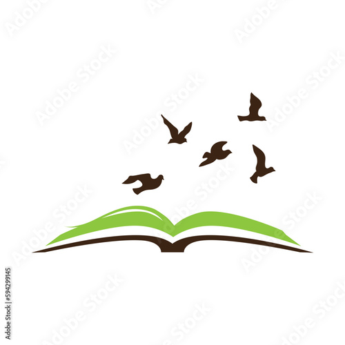 open book and birds, logo