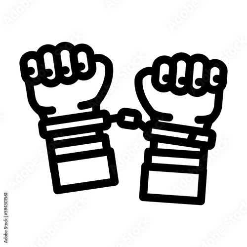handcuffed hands crime line icon vector illustration
