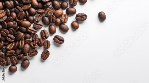 Roasted coffee beans on a white background. Generative ai