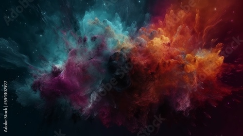 Beautiful abstract galaxy with colors background. Generative AI © cac_tus