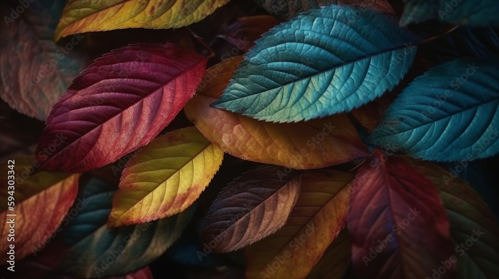 Colorful leaves background. ai generative edited illustration