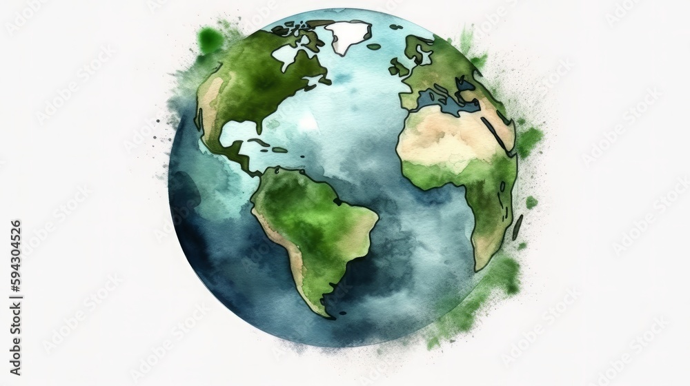Illustration of the green planet earth on a white background Earth day concept Ai generated image Illustration of the green planet earth on a white background Earth day concept Ai generated image