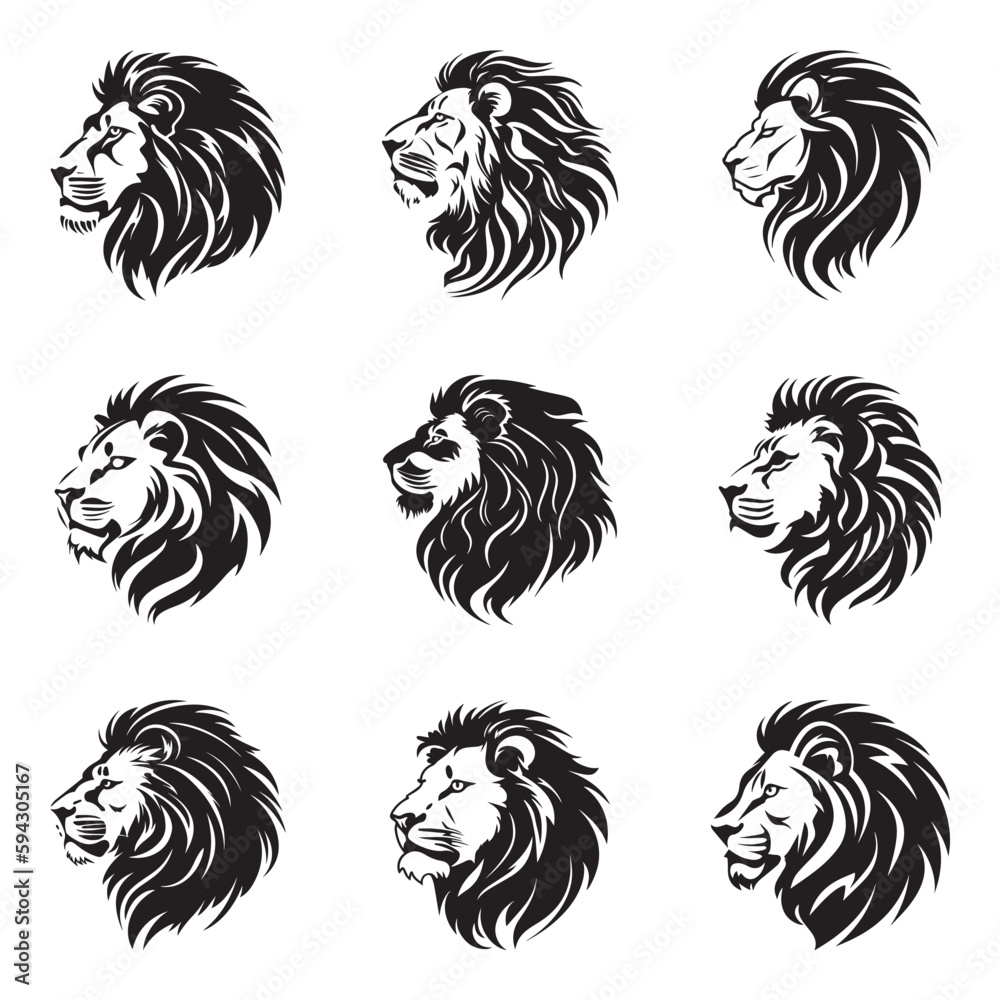 Naklejka premium Lion logo set - Premium design collection - Vector Illustration