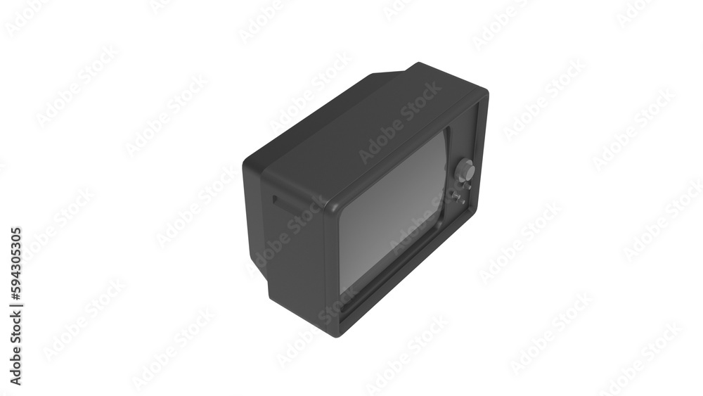old tv top view without shadow 3d render old tv top view without shadow 3d render