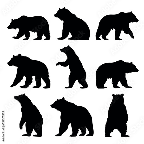 Canvas Print Bear silhouette set - isolated vector images of wild animals