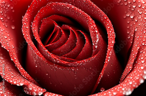 Red rose in the rain. Generative AI.